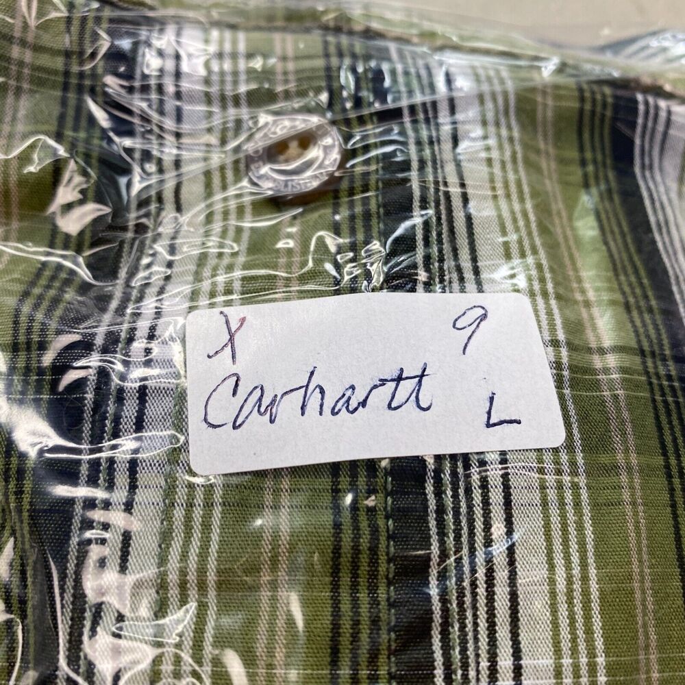 Carhartt Button Down Shirt Mens Large Classic Plaid Short Sleeve Cotton S206 FGN - Picture 11 of 11